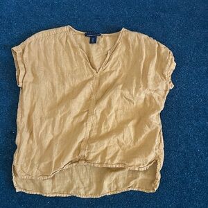 Tahari Mustard Linen Blouse